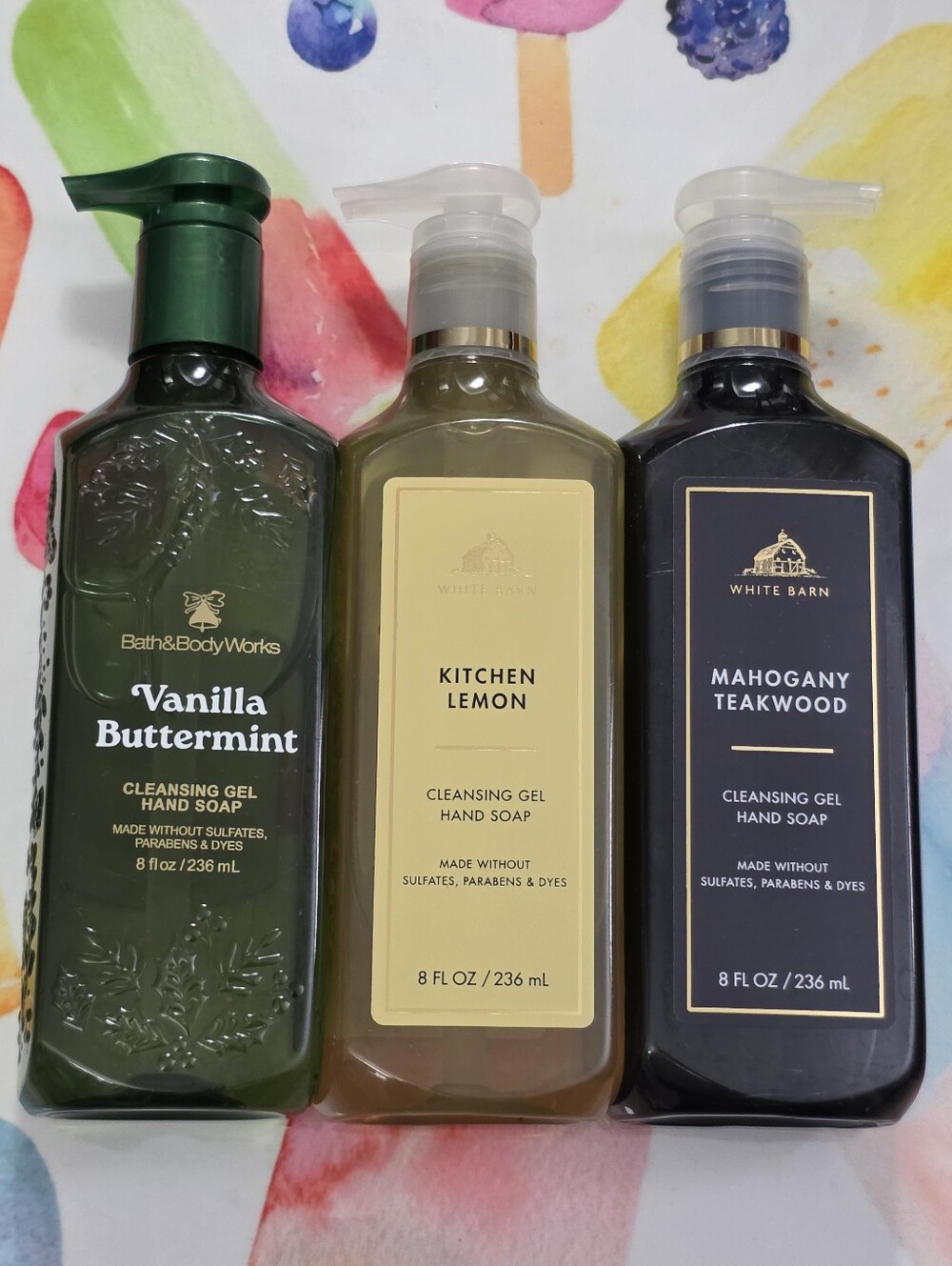 Bath & Body Works Cleansing Gel Hand Soap Variety 3 Piece Set NEW RARE